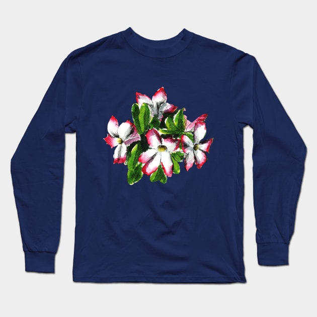 Dessert Rose Flowers Watercolor Painting Long Sleeve T-Shirt by Ratna Arts